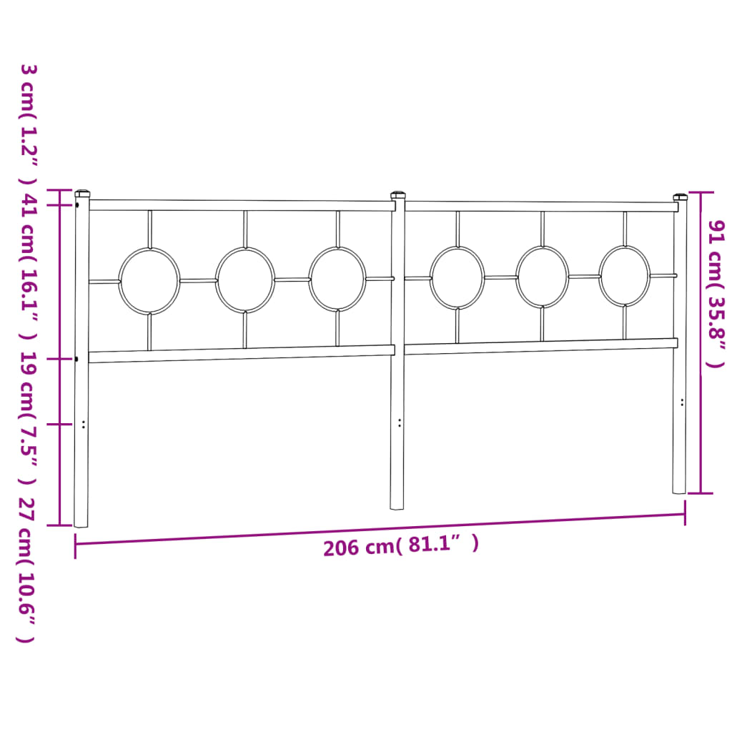 Cabeceira de cama 200 cm metal preto