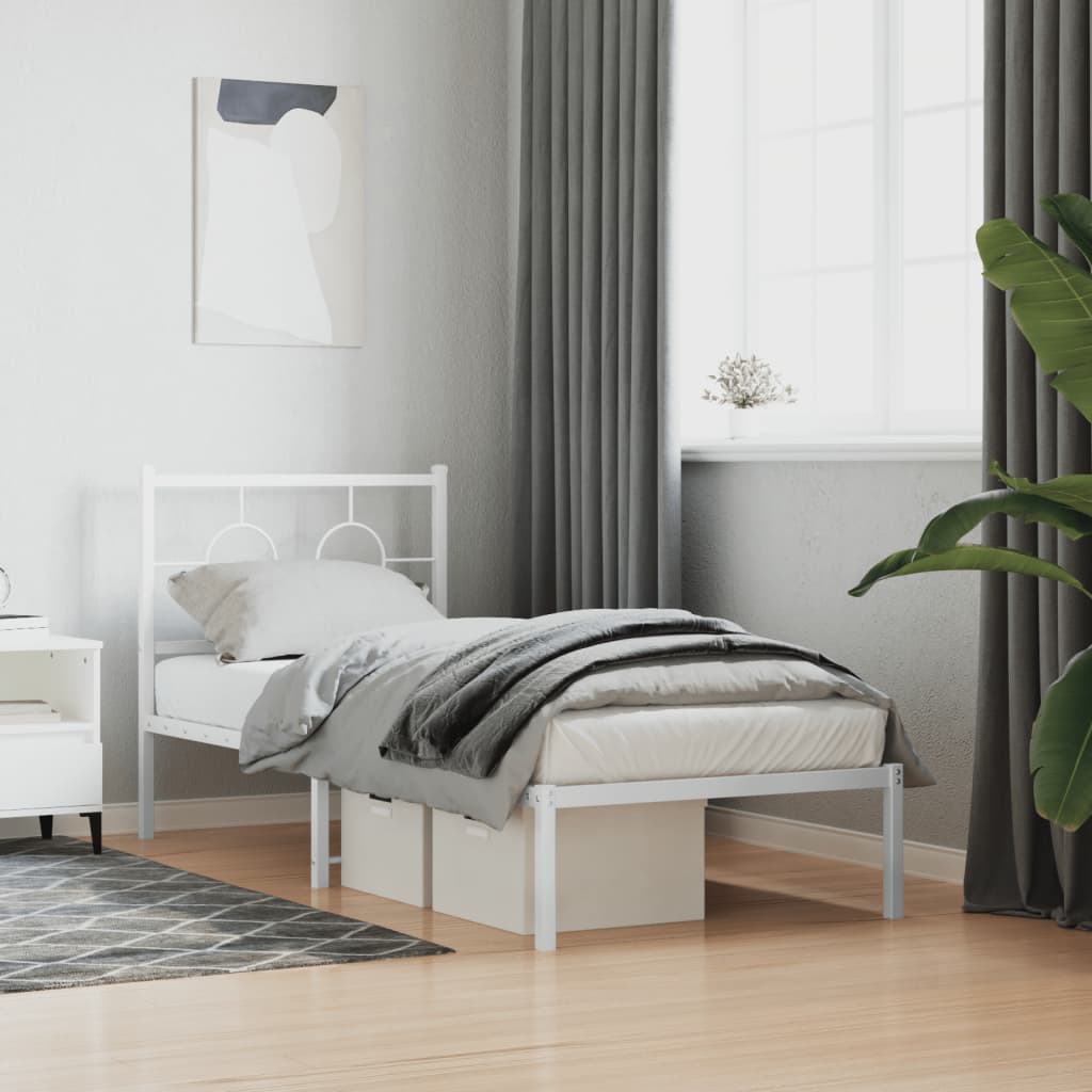 Estrutura de cama com cabeceira 80x200 cm metal branco