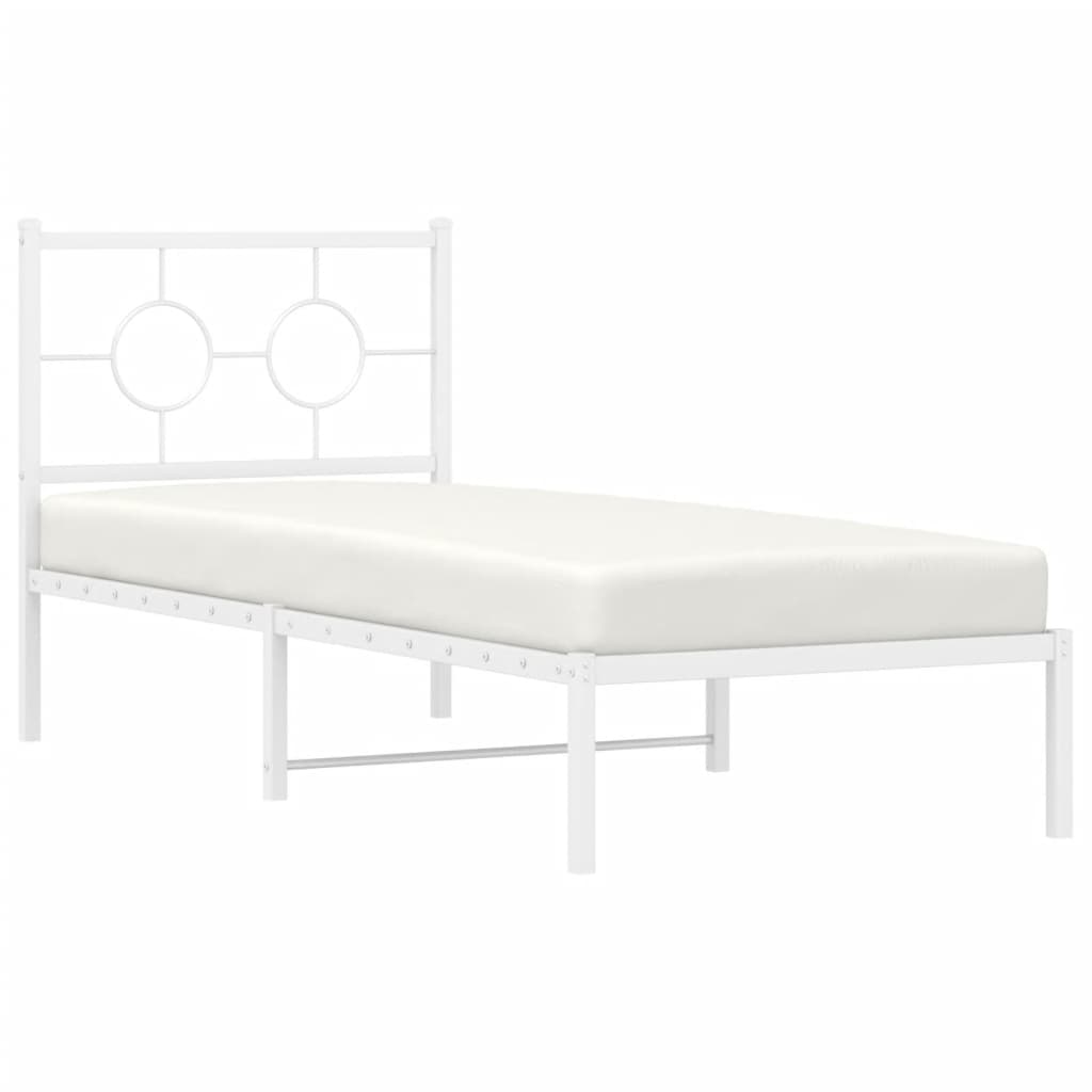 Estrutura de cama com cabeceira 80x200 cm metal branco