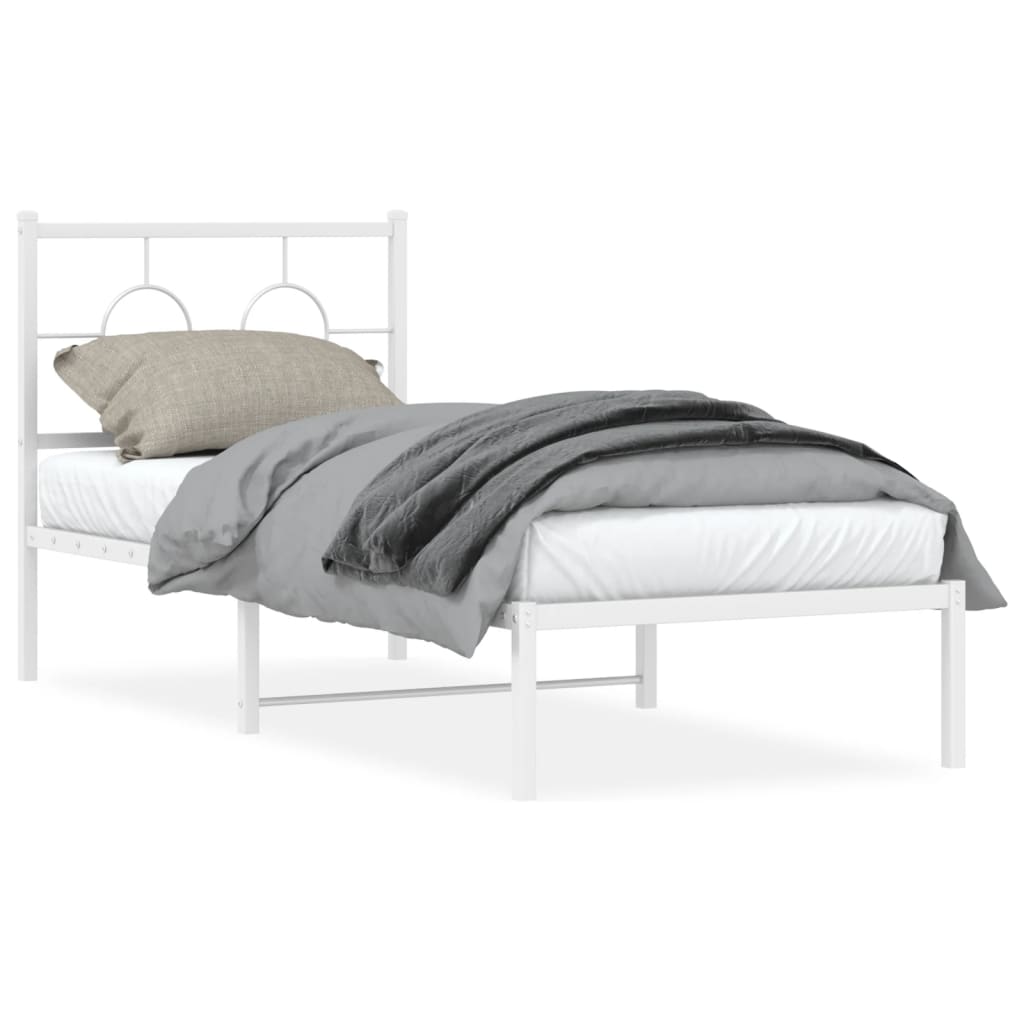 Estrutura de cama com cabeceira 80x200 cm metal branco