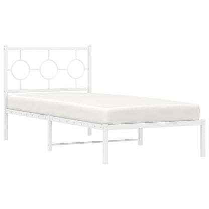 Estrutura de cama com cabeceira 90x190 cm metal branco