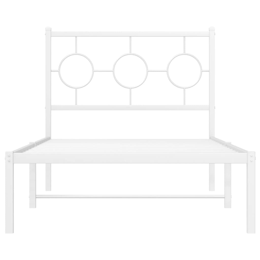 Estrutura de cama com cabeceira 90x190 cm metal branco