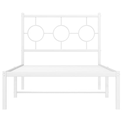 Estrutura de cama com cabeceira 90x190 cm metal branco