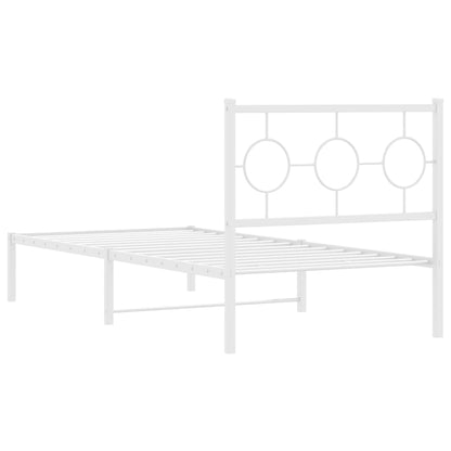 Estrutura de cama com cabeceira 90x190 cm metal branco