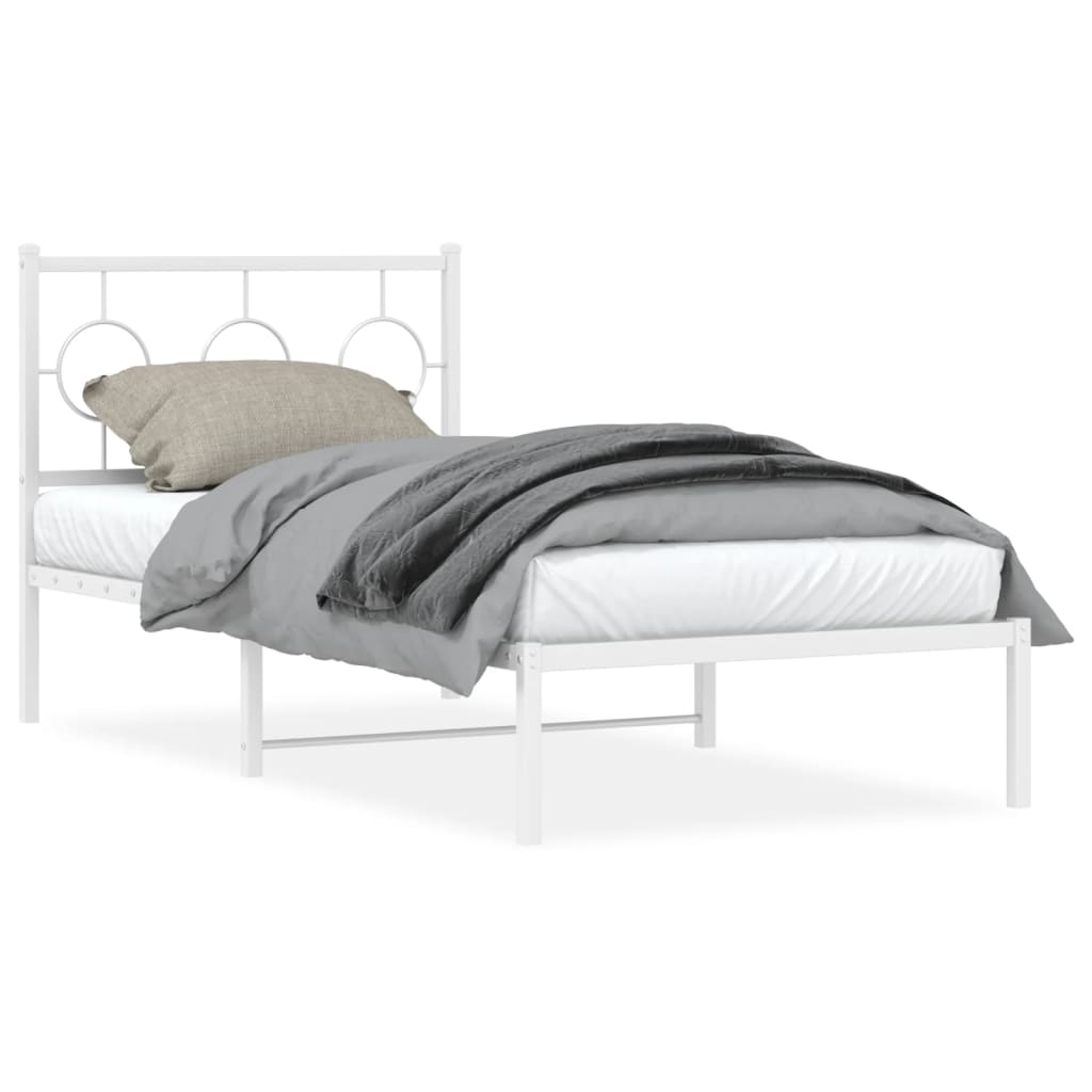 Estrutura de cama com cabeceira 90x190 cm metal branco