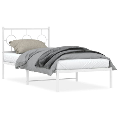 Estrutura de cama com cabeceira 90x190 cm metal branco