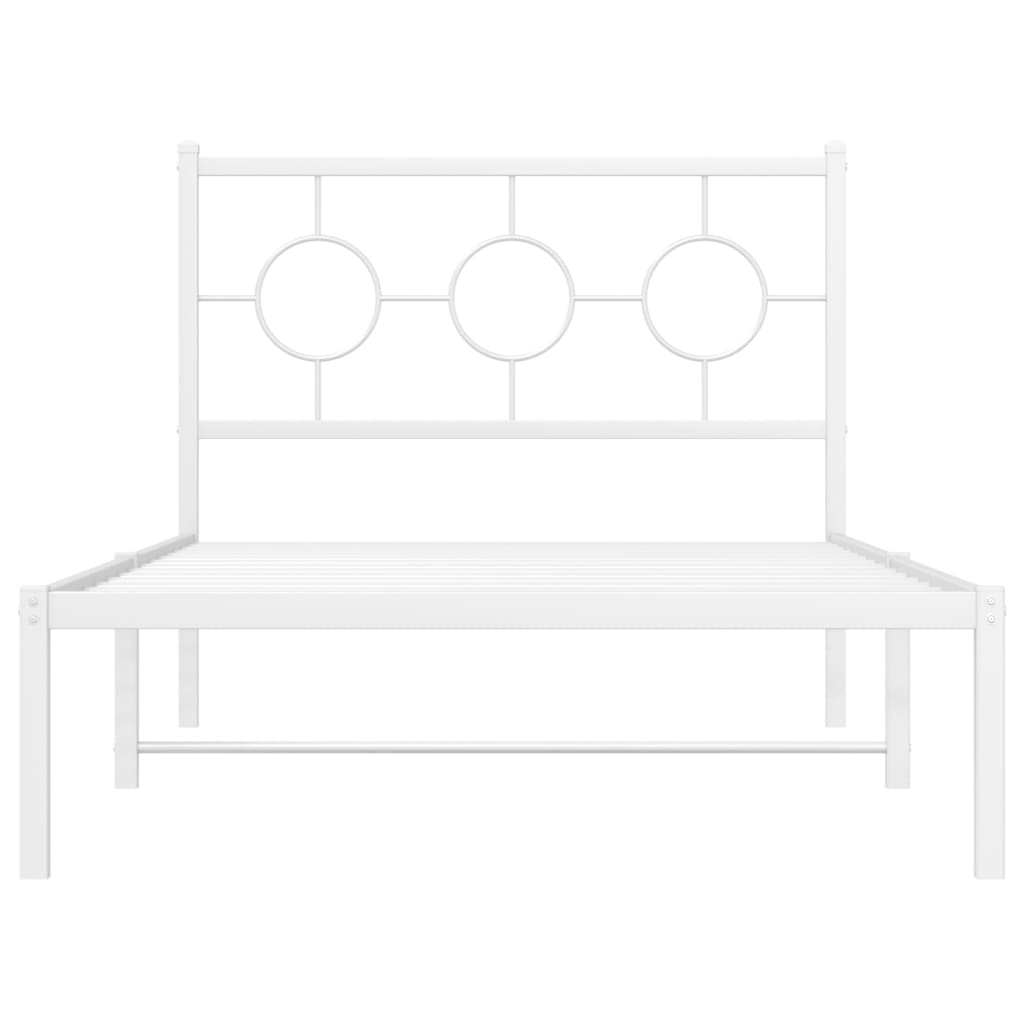 Estrutura de cama com cabeceira 100x190 cm metal branco