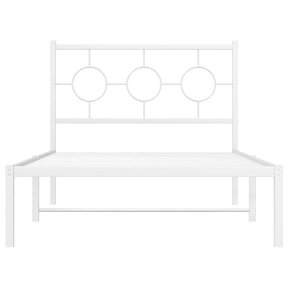 Estrutura de cama com cabeceira 100x190 cm metal branco