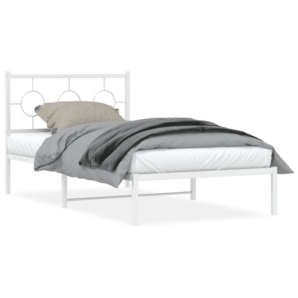 Estrutura de cama com cabeceira 100x190 cm metal branco