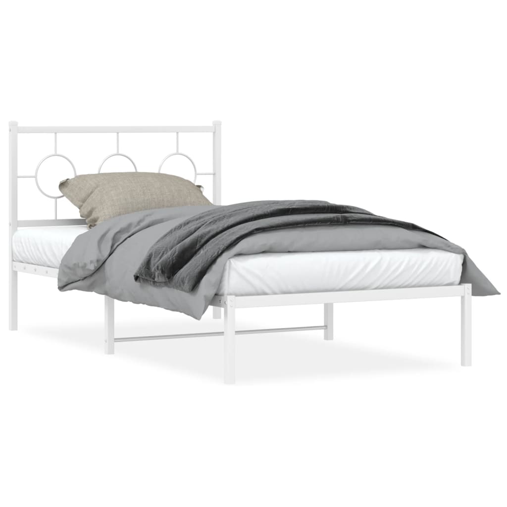 Estrutura de cama com cabeceira 100x200 cm metal branco