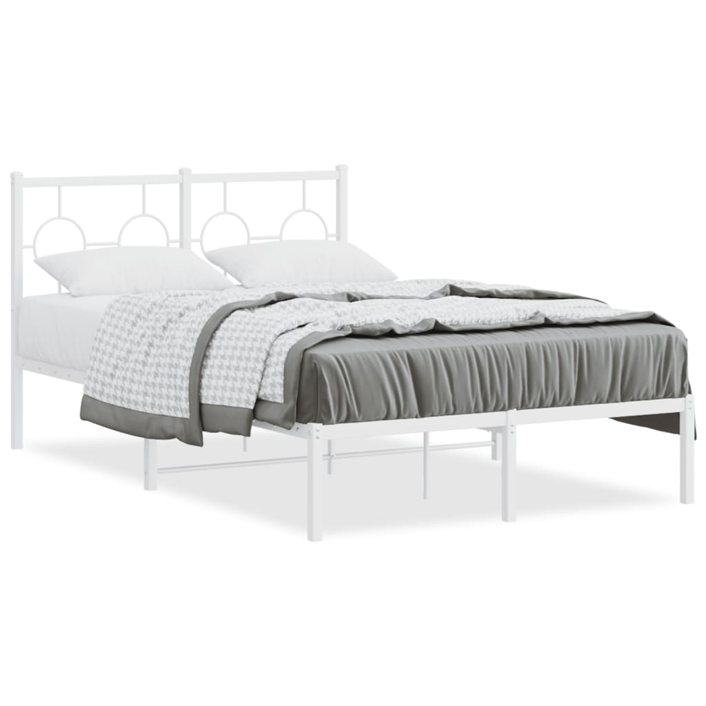 Estrutura de cama com cabeceira 120x190 cm metal branco