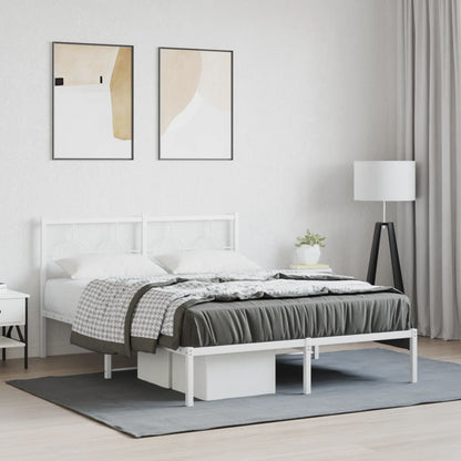 Estrutura de cama com cabeceira 140x190 cm metal branco