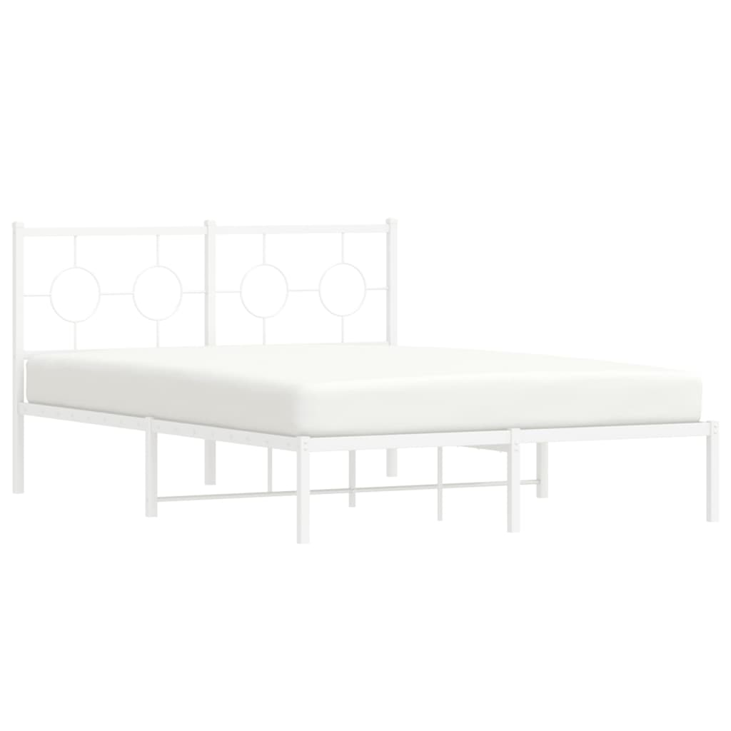 Estrutura de cama com cabeceira 140x190 cm metal branco