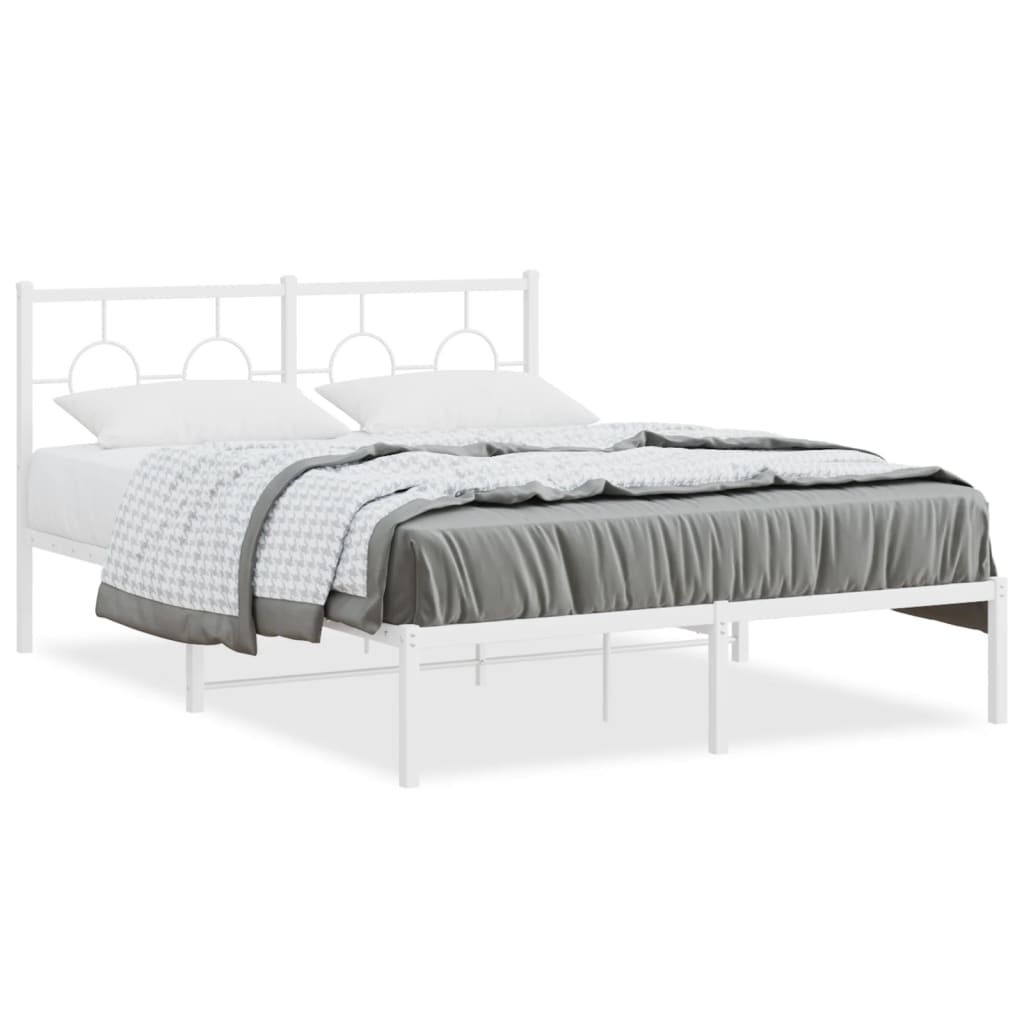 Estrutura de cama com cabeceira 140x190 cm metal branco