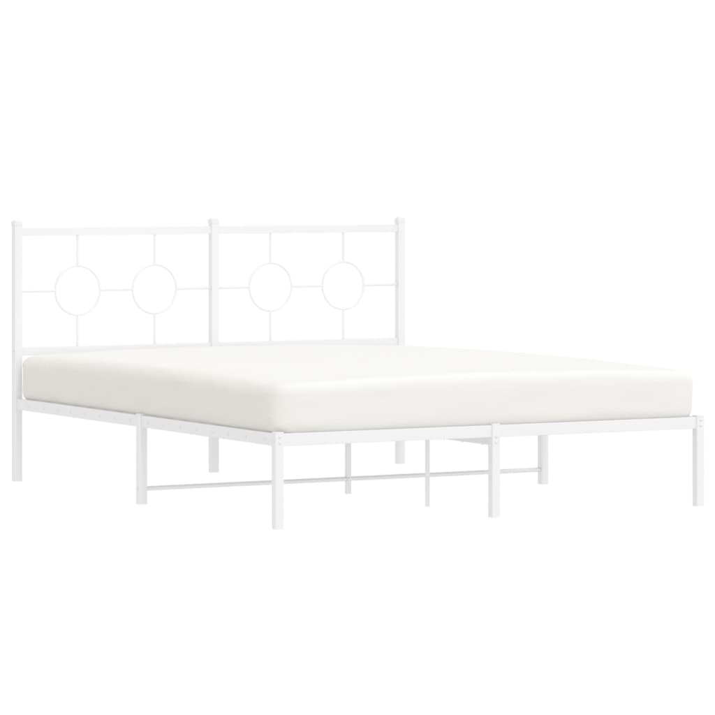 Estrutura de cama com cabeceira 150x200 cm metal branco