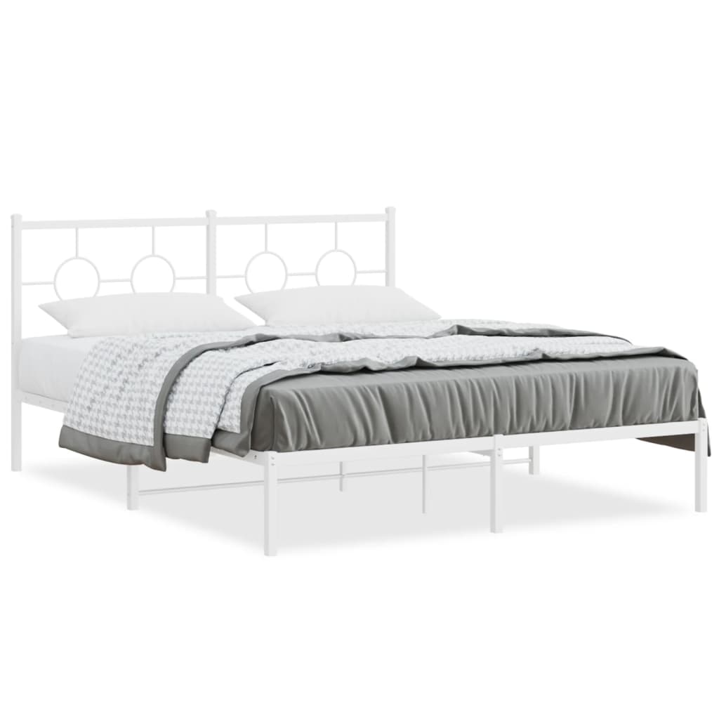 Estrutura de cama com cabeceira 150x200 cm metal branco