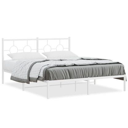 Estrutura de cama com cabeceira 150x200 cm metal branco