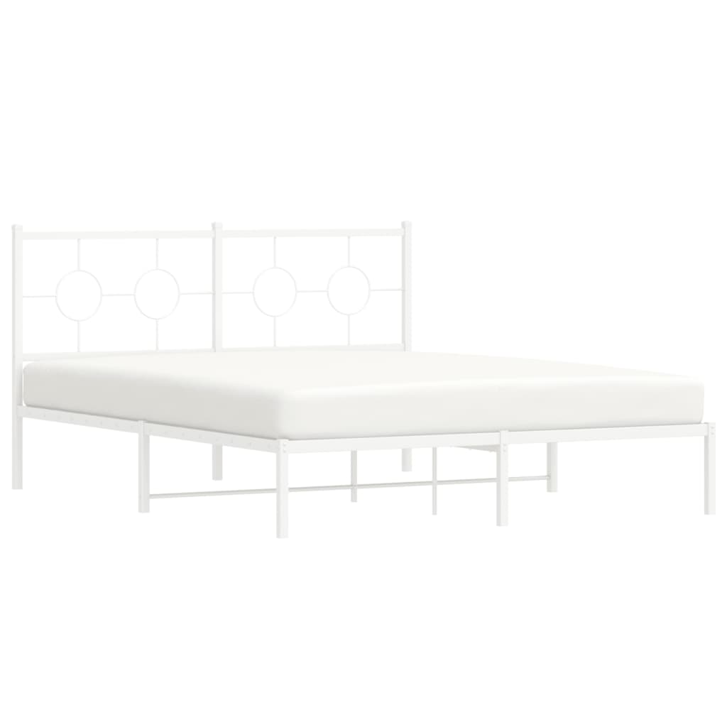 Estrutura de cama com cabeceira 160x200 cm metal branco