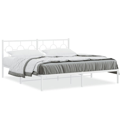 Estrutura de cama com cabeceira 180x200 cm metal branco