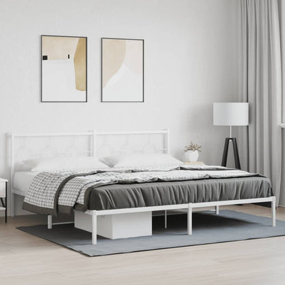 Estrutura de cama com cabeceira 193x203 cm metal branco