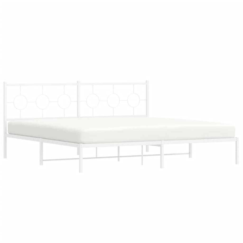 Estrutura de cama com cabeceira 193x203 cm metal branco