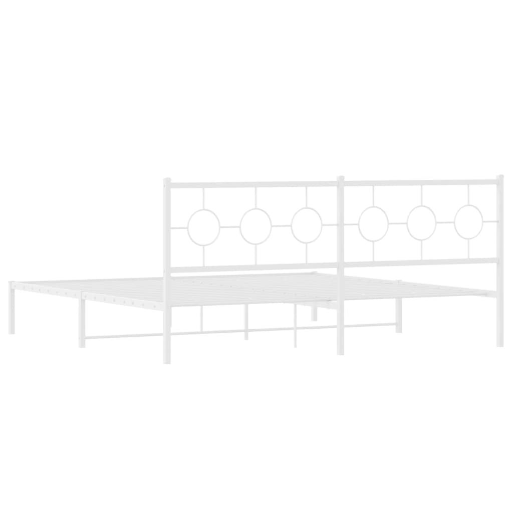 Estrutura de cama com cabeceira 193x203 cm metal branco