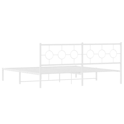 Estrutura de cama com cabeceira 193x203 cm metal branco