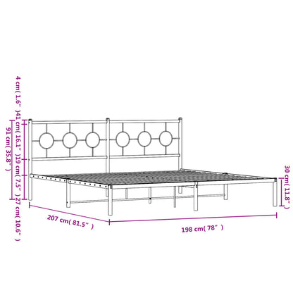 Estrutura de cama com cabeceira 193x203 cm metal branco