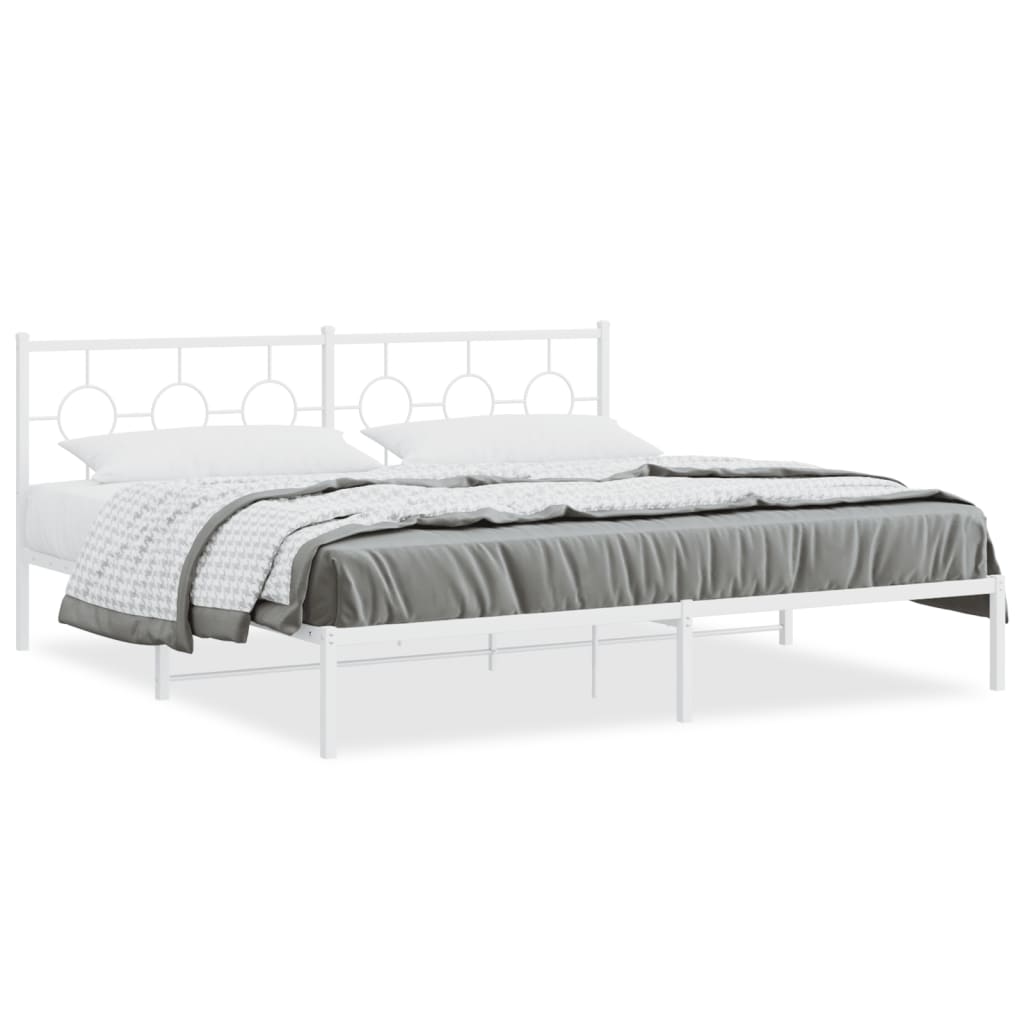 Estrutura de cama com cabeceira 193x203 cm metal branco