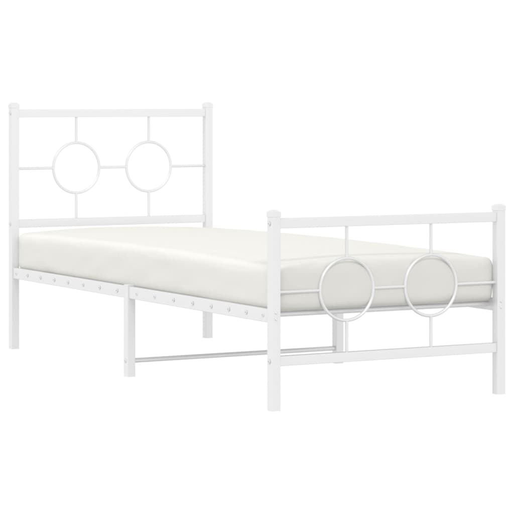 Estrutura de cama com cabeceira e pés 75x190 cm metal branco