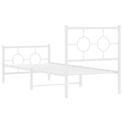 Estrutura de cama com cabeceira e pés 75x190 cm metal branco