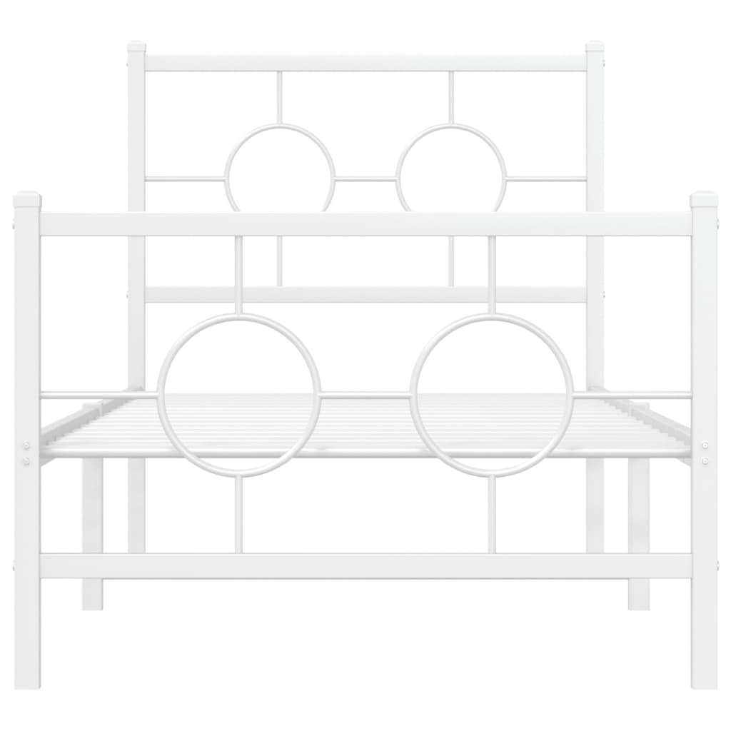 Estrutura de cama com cabeceira e pés 80x200 cm metal branco