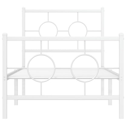 Estrutura de cama com cabeceira e pés 80x200 cm metal branco