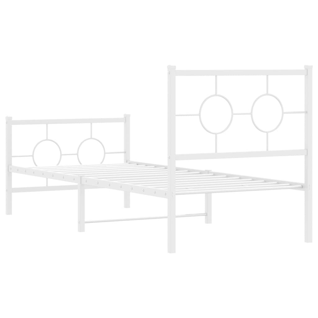 Estrutura de cama com cabeceira e pés 80x200 cm metal branco