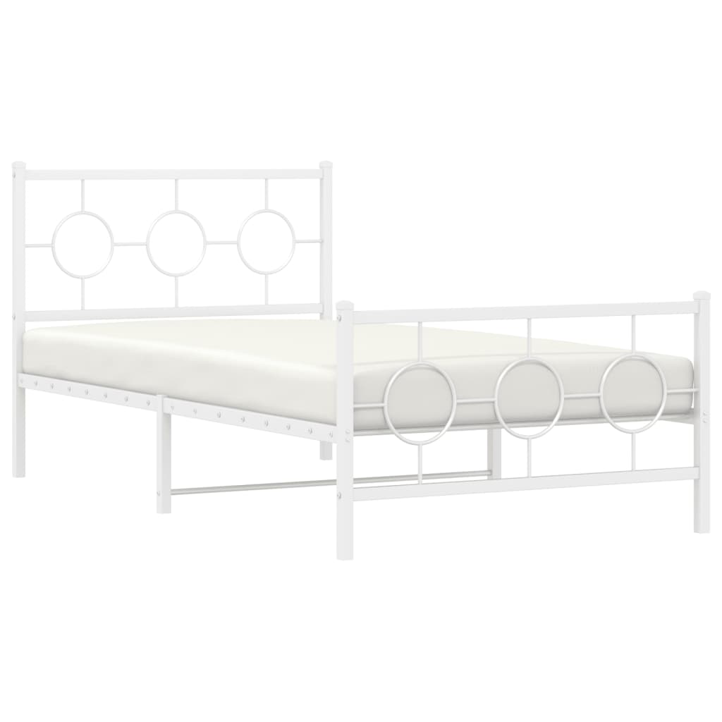 Estrutura de cama com cabeceira e pés 100x190 cm metal branco