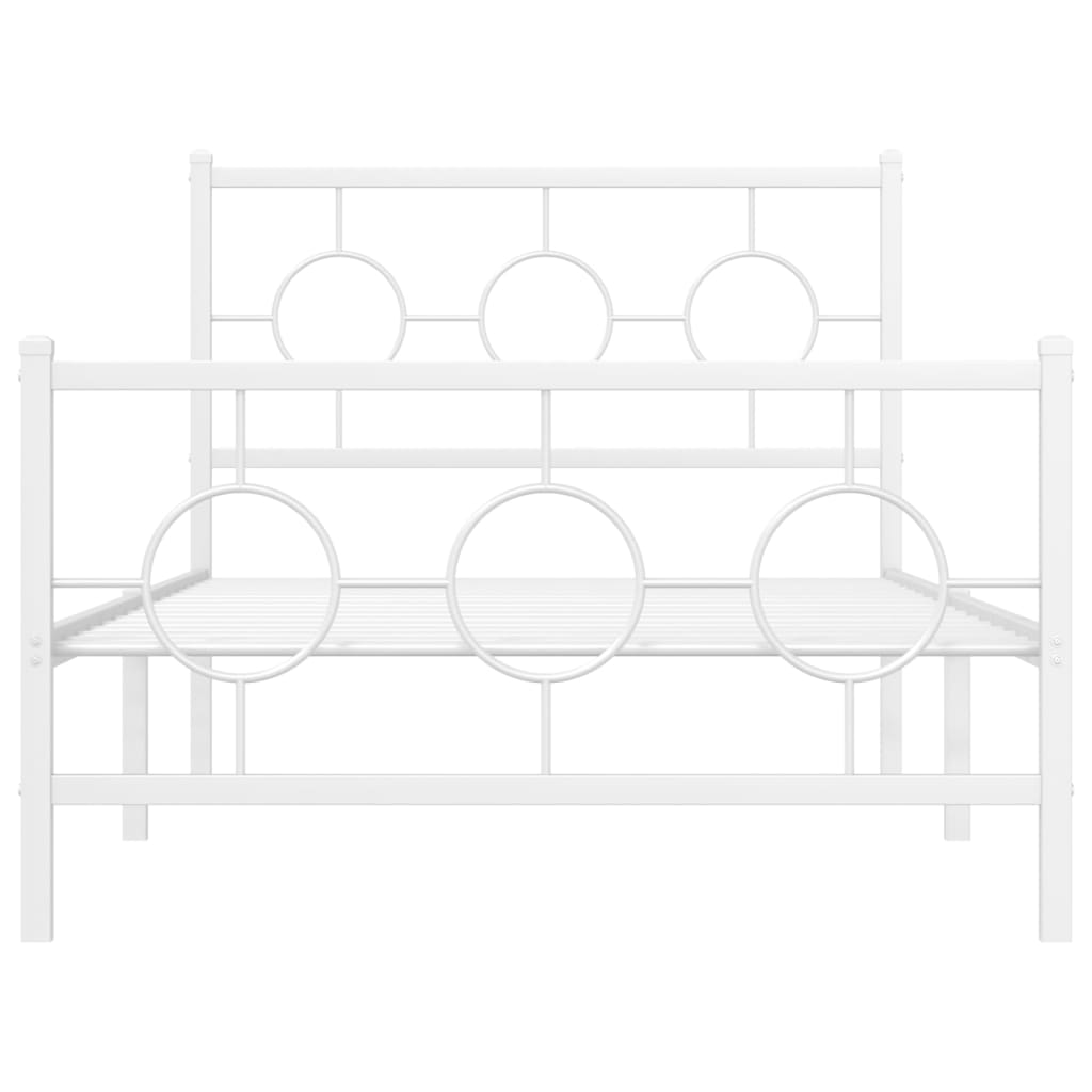 Estrutura de cama com cabeceira e pés 100x190 cm metal branco