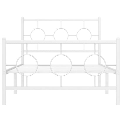 Estrutura de cama com cabeceira e pés 100x190 cm metal branco