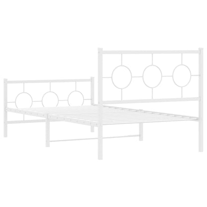 Estrutura de cama com cabeceira e pés 100x190 cm metal branco