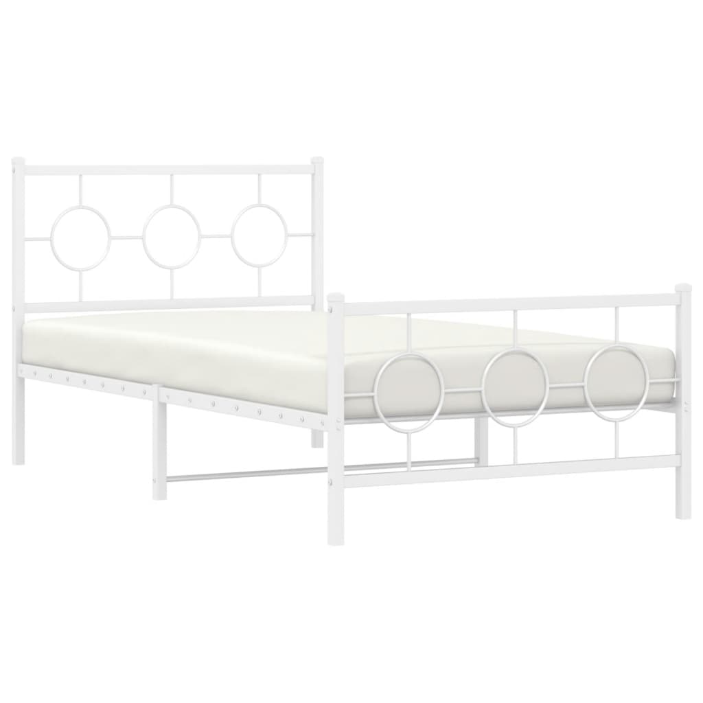 Estrutura de cama com cabeceira e pés 100x200 cm metal branco