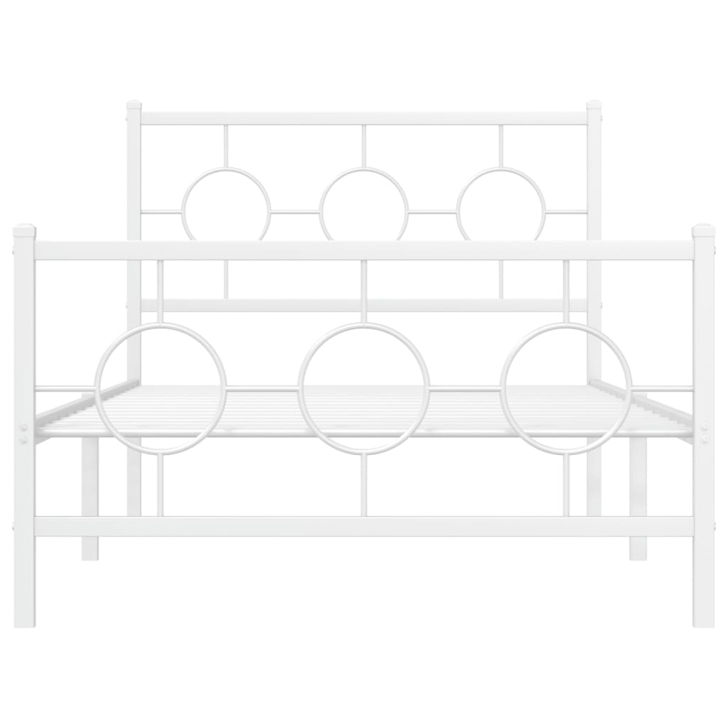 Estrutura de cama com cabeceira e pés 100x200 cm metal branco