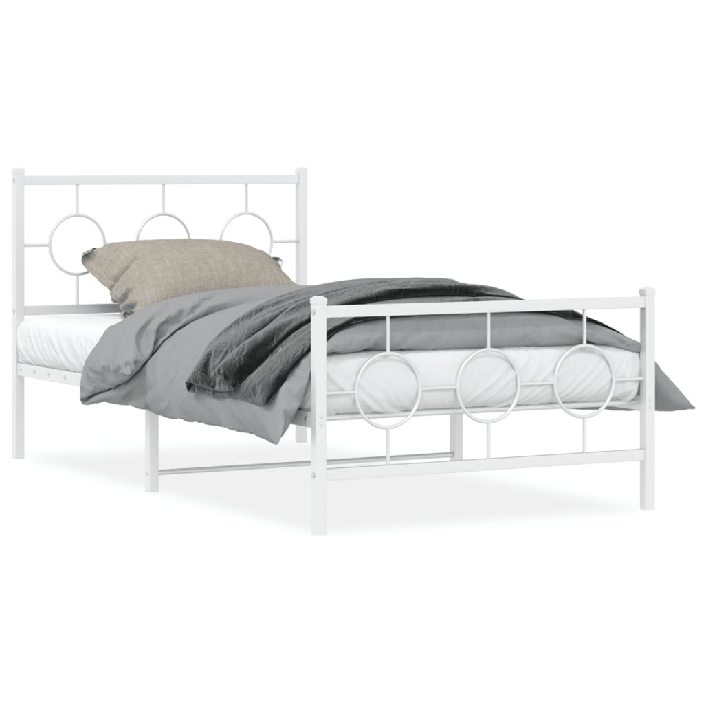 Estrutura de cama com cabeceira e pés 100x200 cm metal branco