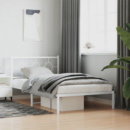 Estrutura de cama com cabeceira e pés 107x203 cm metal branco