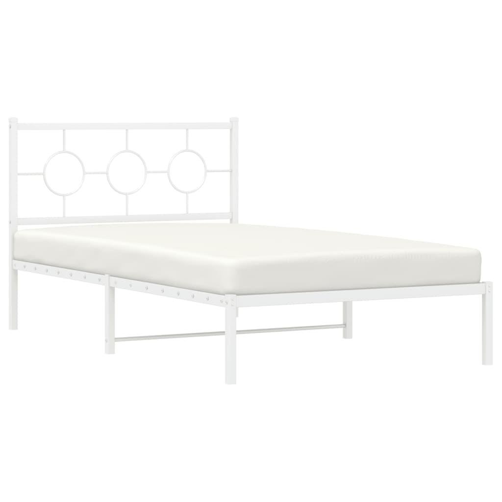 Estrutura de cama com cabeceira e pés 107x203 cm metal branco