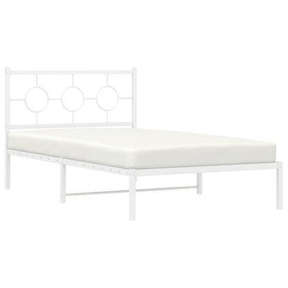 Estrutura de cama com cabeceira e pés 107x203 cm metal branco