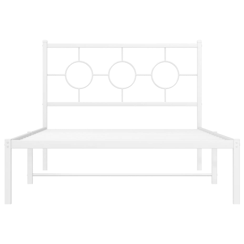 Estrutura de cama com cabeceira e pés 107x203 cm metal branco