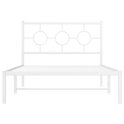 Estrutura de cama com cabeceira e pés 107x203 cm metal branco