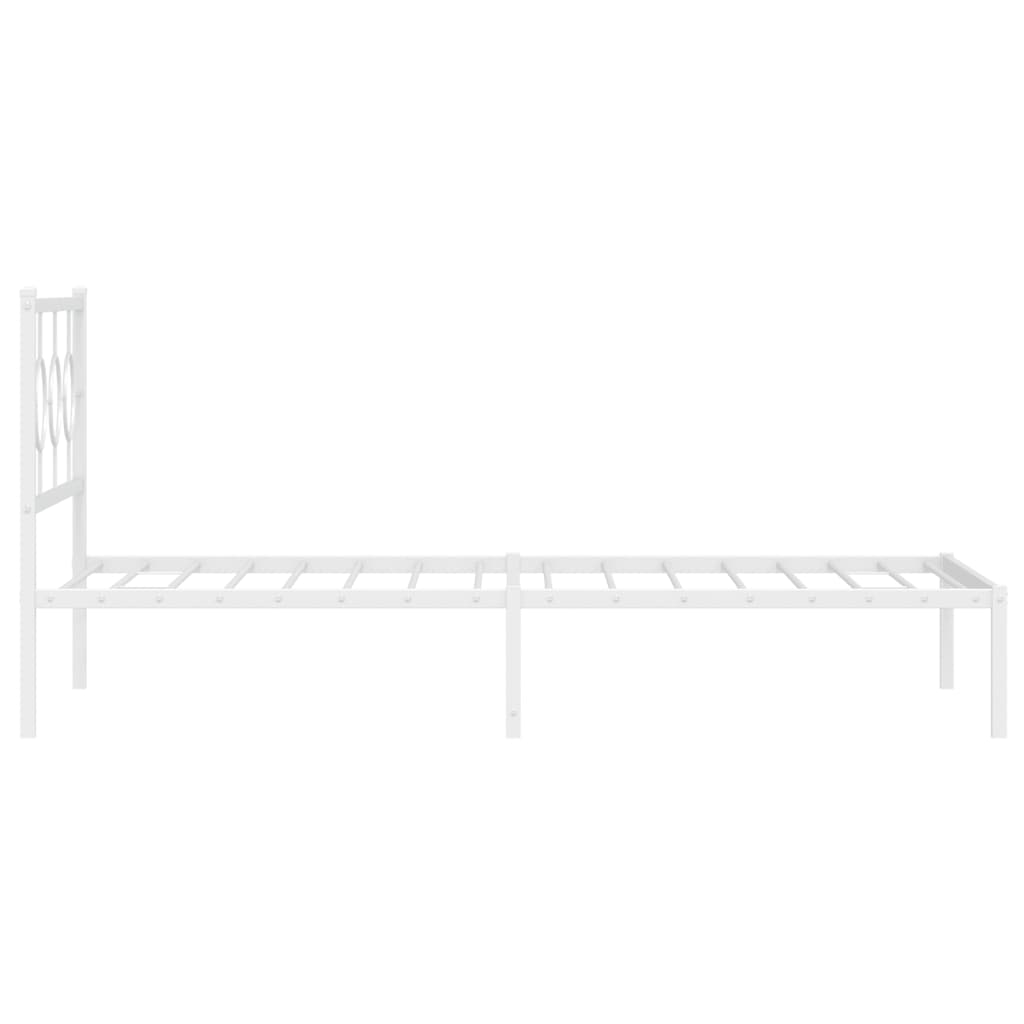 Estrutura de cama com cabeceira e pés 107x203 cm metal branco