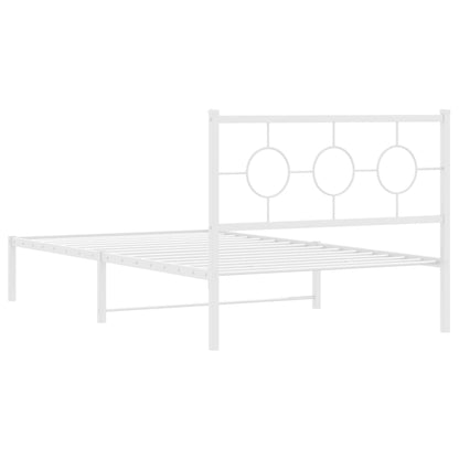 Estrutura de cama com cabeceira e pés 107x203 cm metal branco