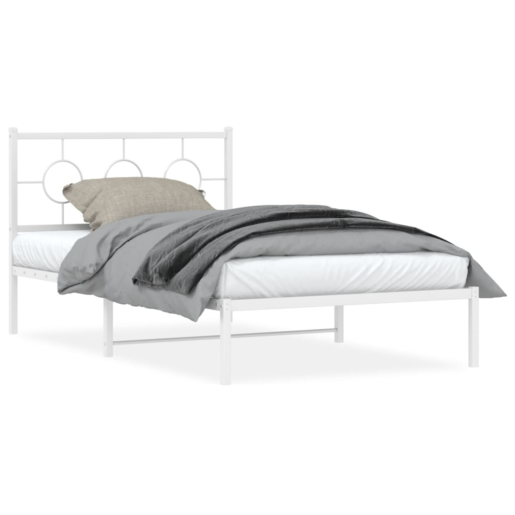 Estrutura de cama com cabeceira e pés 107x203 cm metal branco