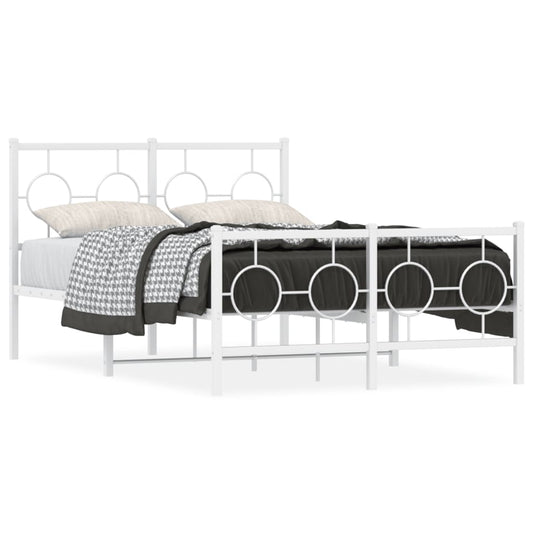 Estrutura de cama com cabeceira e pés 120x190 cm metal branco